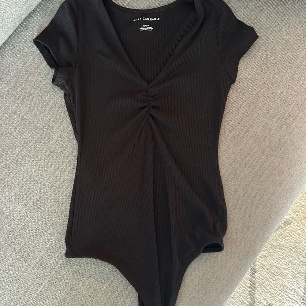 American Eagle Black Ribbed Top